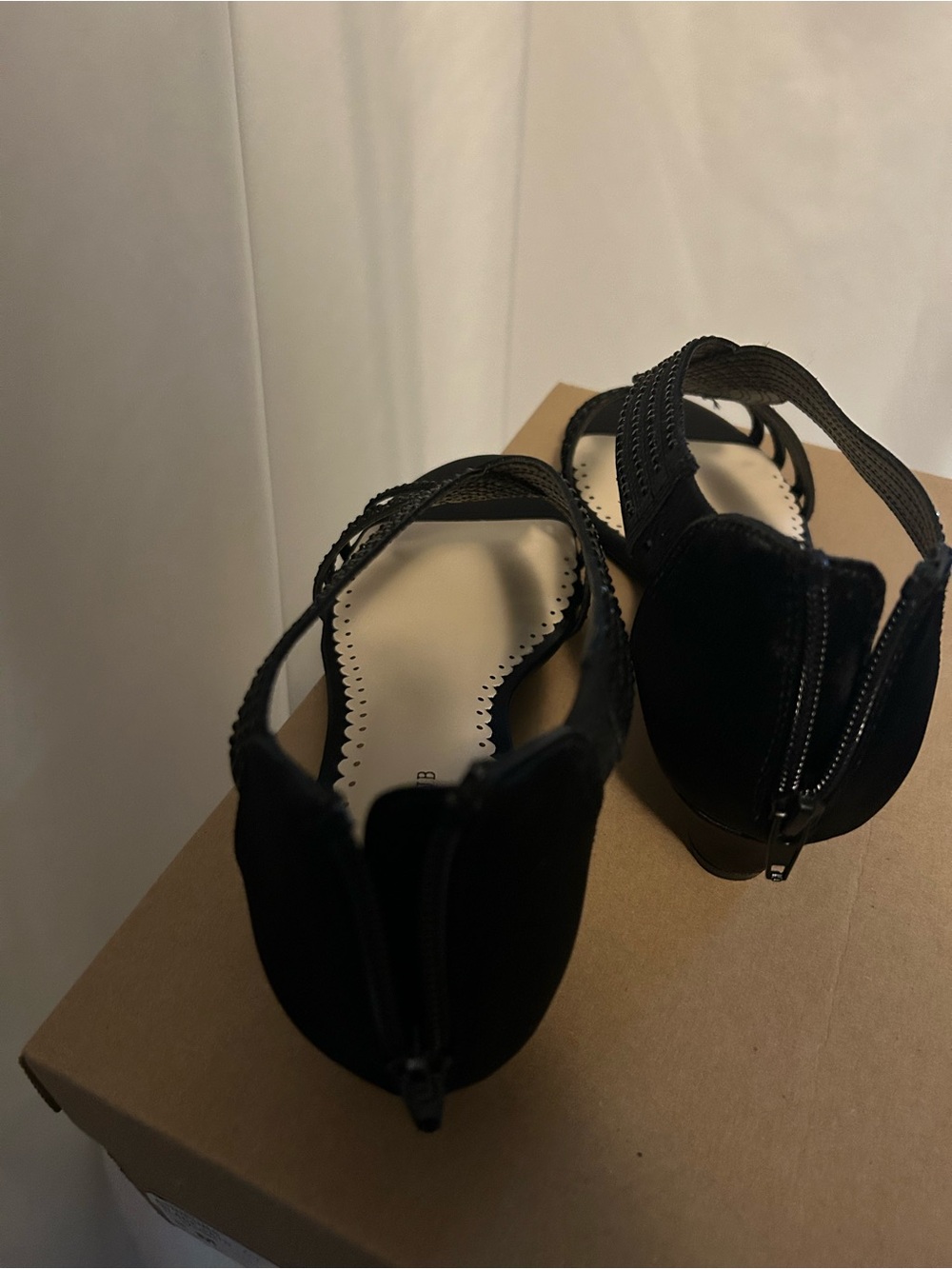Women’s Black Wedge Sandals with Decorative Straps. New in box. - Picture 5 of 9